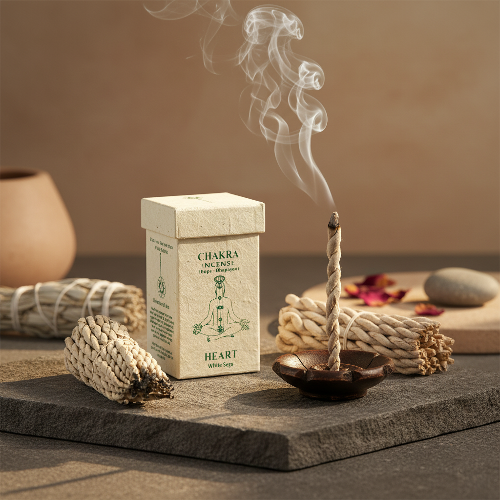 Chakra Rope Incense – Heart (White Sage)