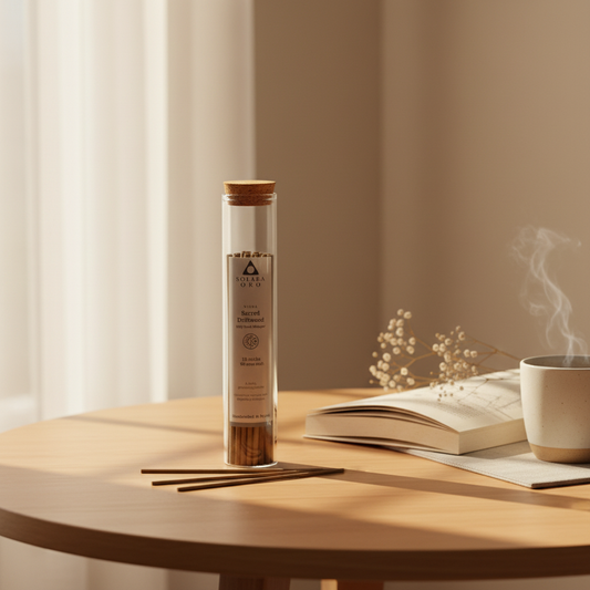 Sacred Driftwood – NIVRA Collection Tibetan Palo Santo Incense (18 Sticks, ~60 mins)