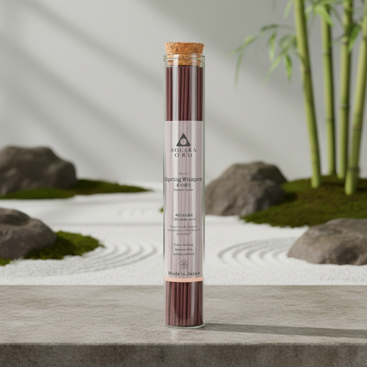 Tube of Solara Uroko incense sticks with a minimalistic background
