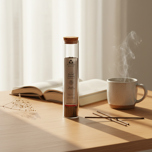 Sunfold Stillness – NIVRA Collection Tibetan Amber Resin Incense (18 Sticks, ~60 mins)