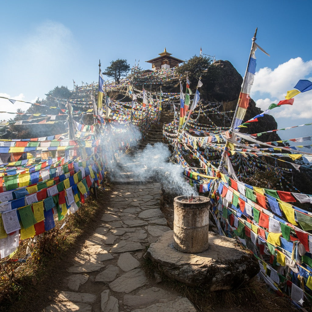 Authentic Bhutanese incense sticks showcased with vibrant packaging, reflecting Bhutan’s spiritual and cultural heritage.