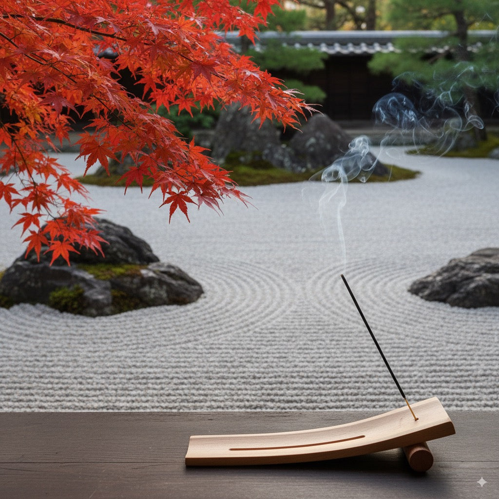 legant Japanese incense sticks displayed against a minimalist background, highlighting refined craftsmanship and traditional aesthetics.
