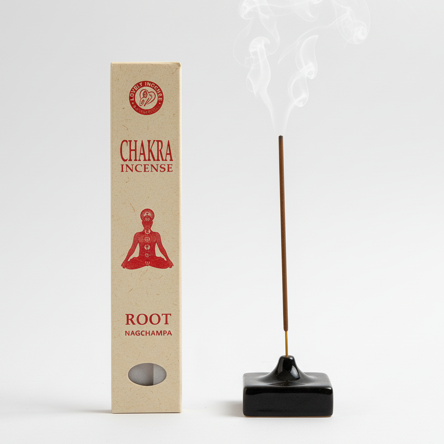 Chakra incense stick with packaging on a white background