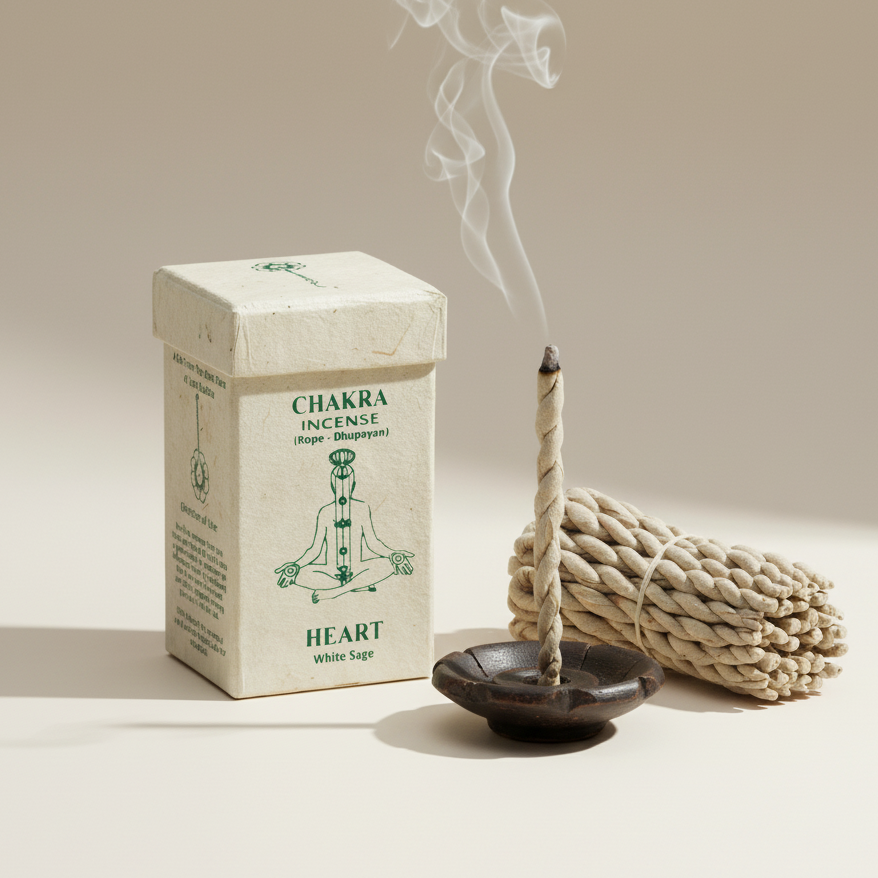 Chakra Rope Incense – Heart (White Sage)