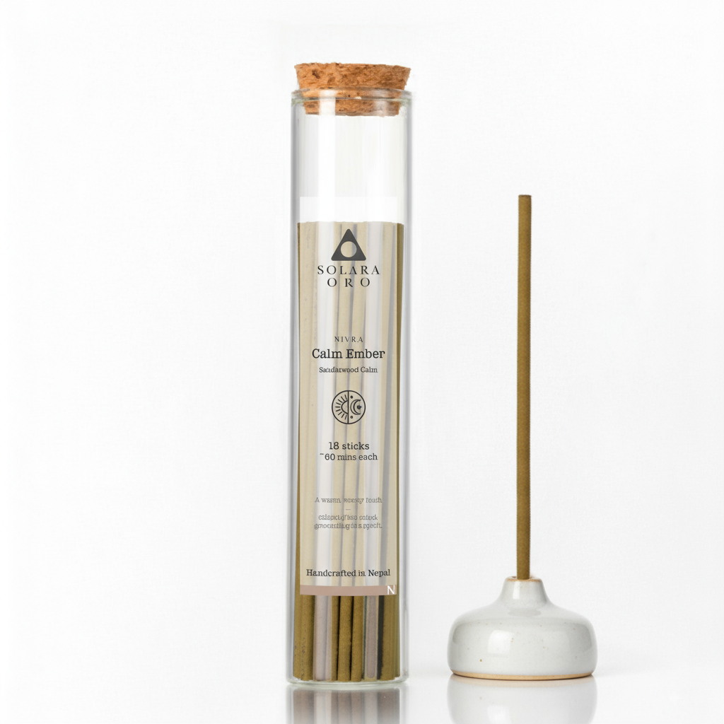 Calm Ember – NIVRA Collection Tibetan Sandalwood Incense Sticks (18 Sticks, ~60 mins)