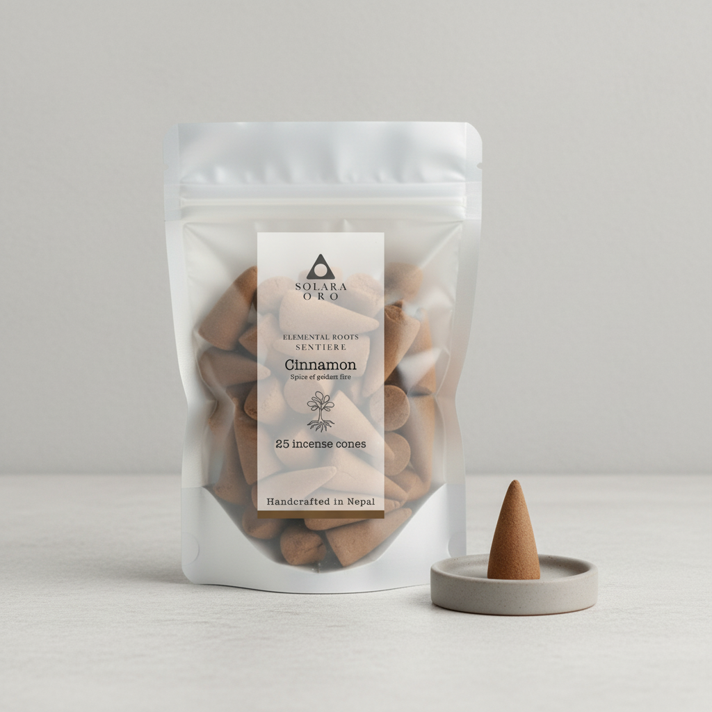 Cinnamon  – SENTIERE: ELEMENTAL ROOTS Incense Cones (25 Cones, ~20 mins each)
