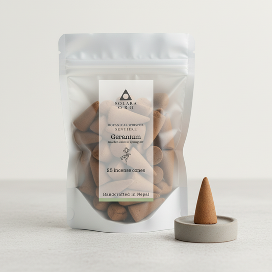 Geranium – SENTIERE: BOTANICAL WHISPER Incense Cones (25 Cones)