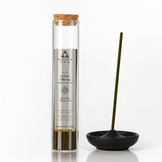 Golden Offering – NIVRA Collection Tibetan Nagchampa Incense (18 Sticks, ~60 mins)