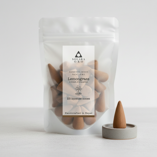 Lemongrass – SENTIERE: ELEMENTAL ROOTS Incense Cones (25 Cones, ~20 mins each)