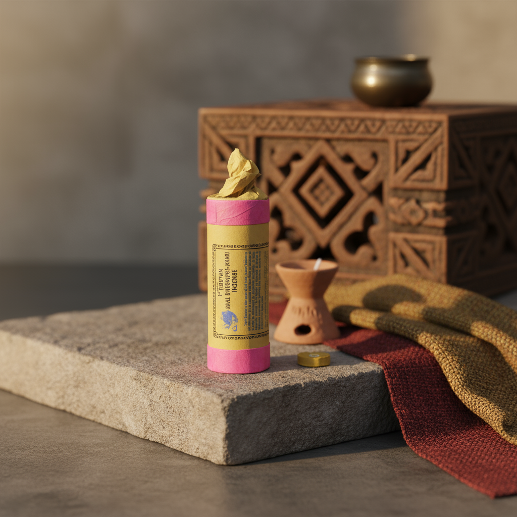 Pink and gold product on a stone surface with a textured background