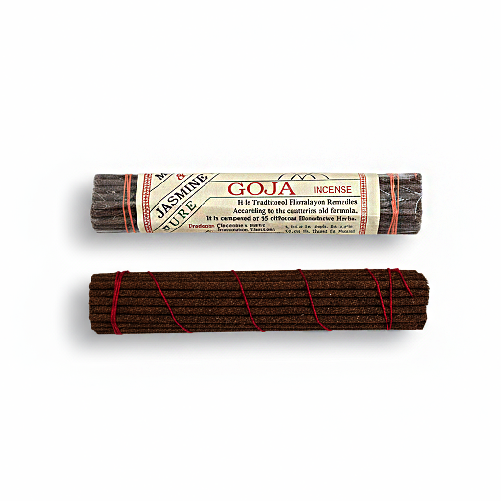 Goja incense sticks with packaging on a white background