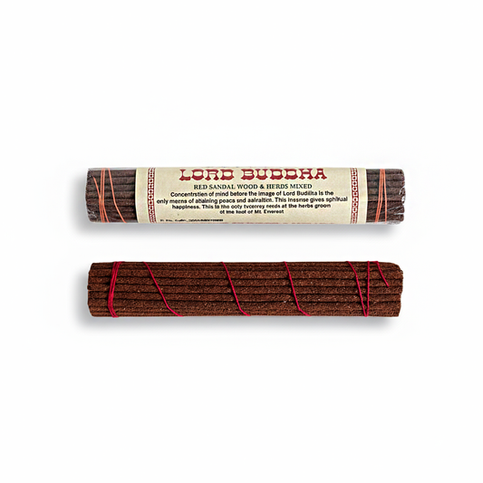 Lord Buddha incense sticks with packaging on a white background