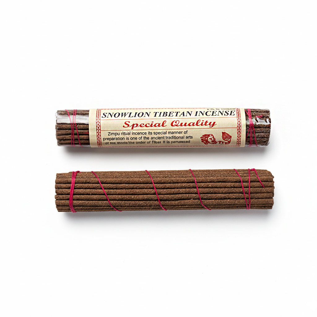 Snowlion Tibetan Incense with packaging on a white background