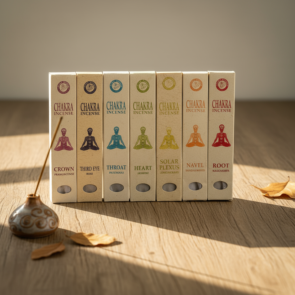 Chakra Incense Stick Collection Set from Nepal - Handmade Herbal Incense with 7 Chakra-Aligned Fragrances including Nagchampa, Sandalwood, Lemongrass, Jasmine, Patchouli, Rose, and Frankincense