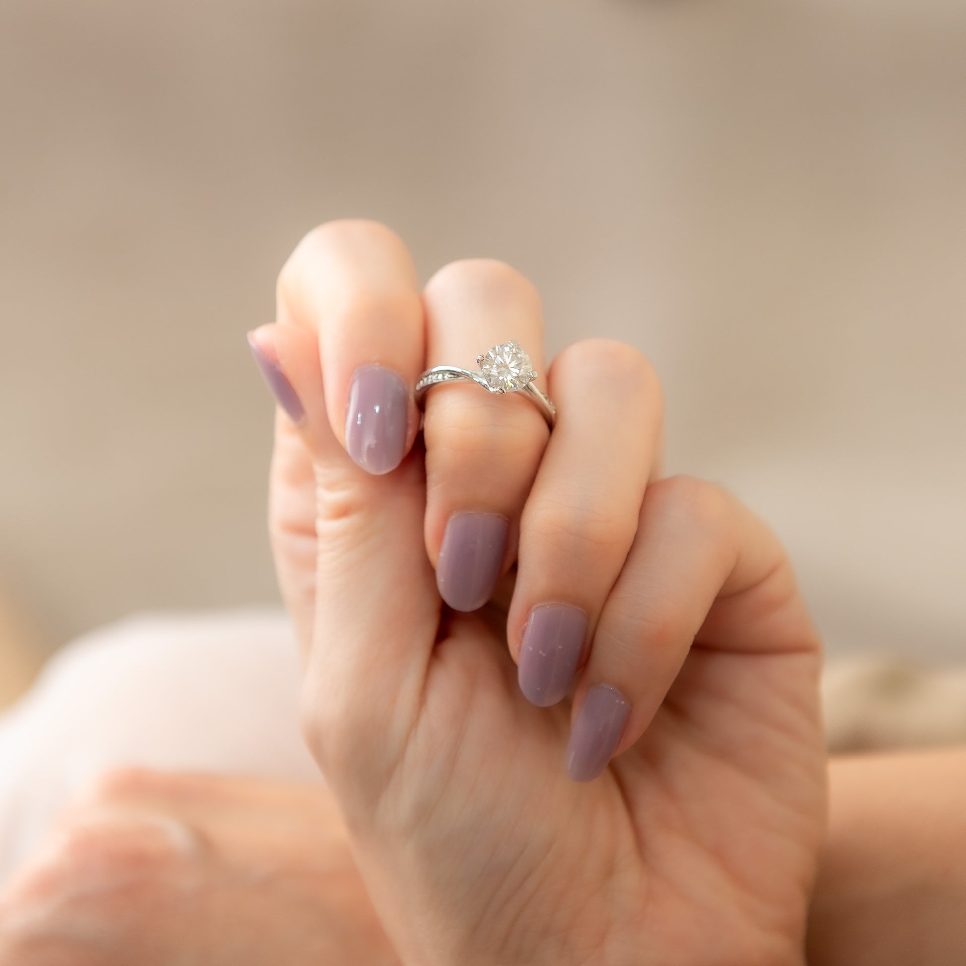 The Cascade – Round Brilliant Lab Diamond Ring with Twist Pavé Bypass Band in 925 Silver – TY-R-034 – Image 12