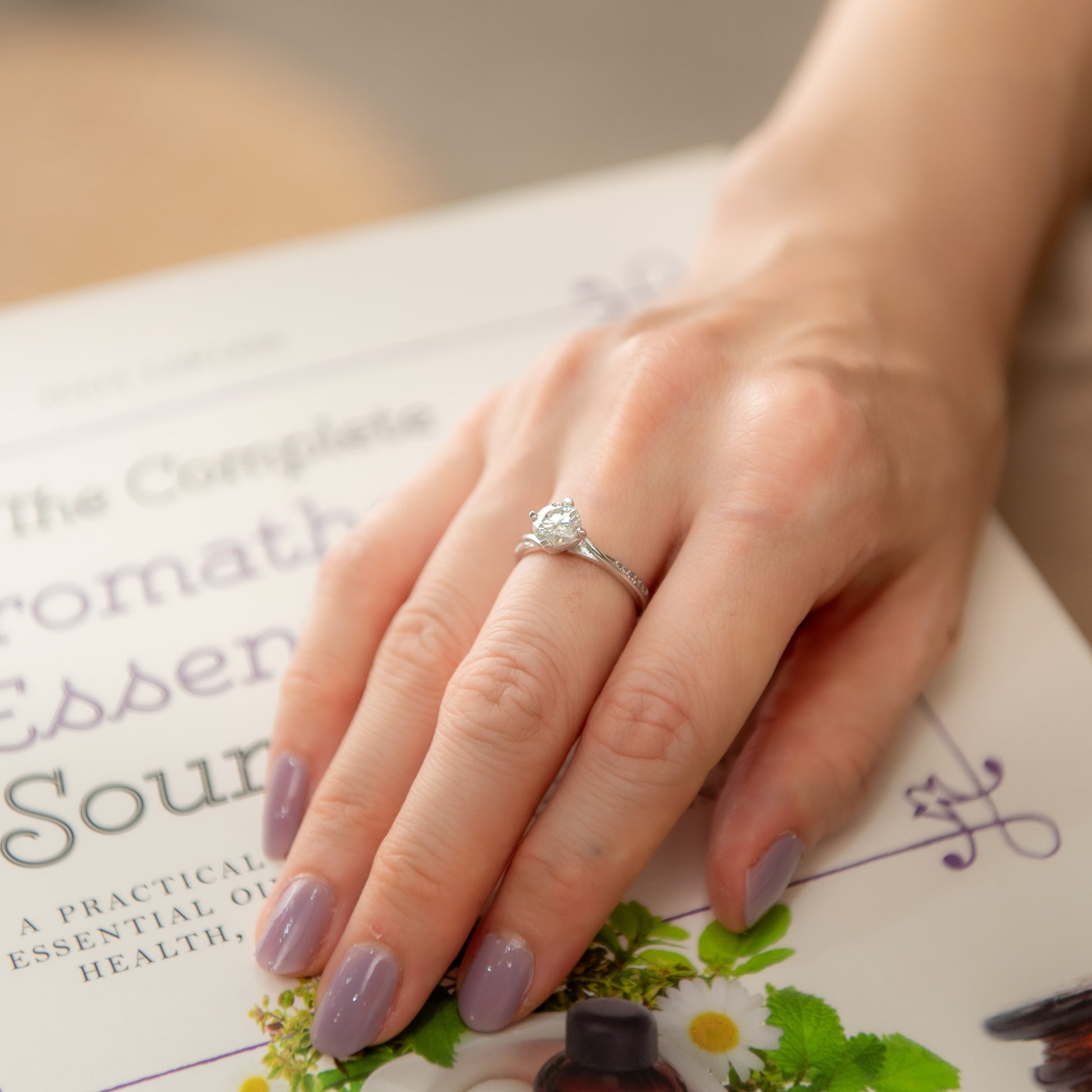 The Cascade – Round Brilliant Lab Diamond Ring with Twist Pavé Bypass Band in 925 Silver – TY-R-034 – Image 7