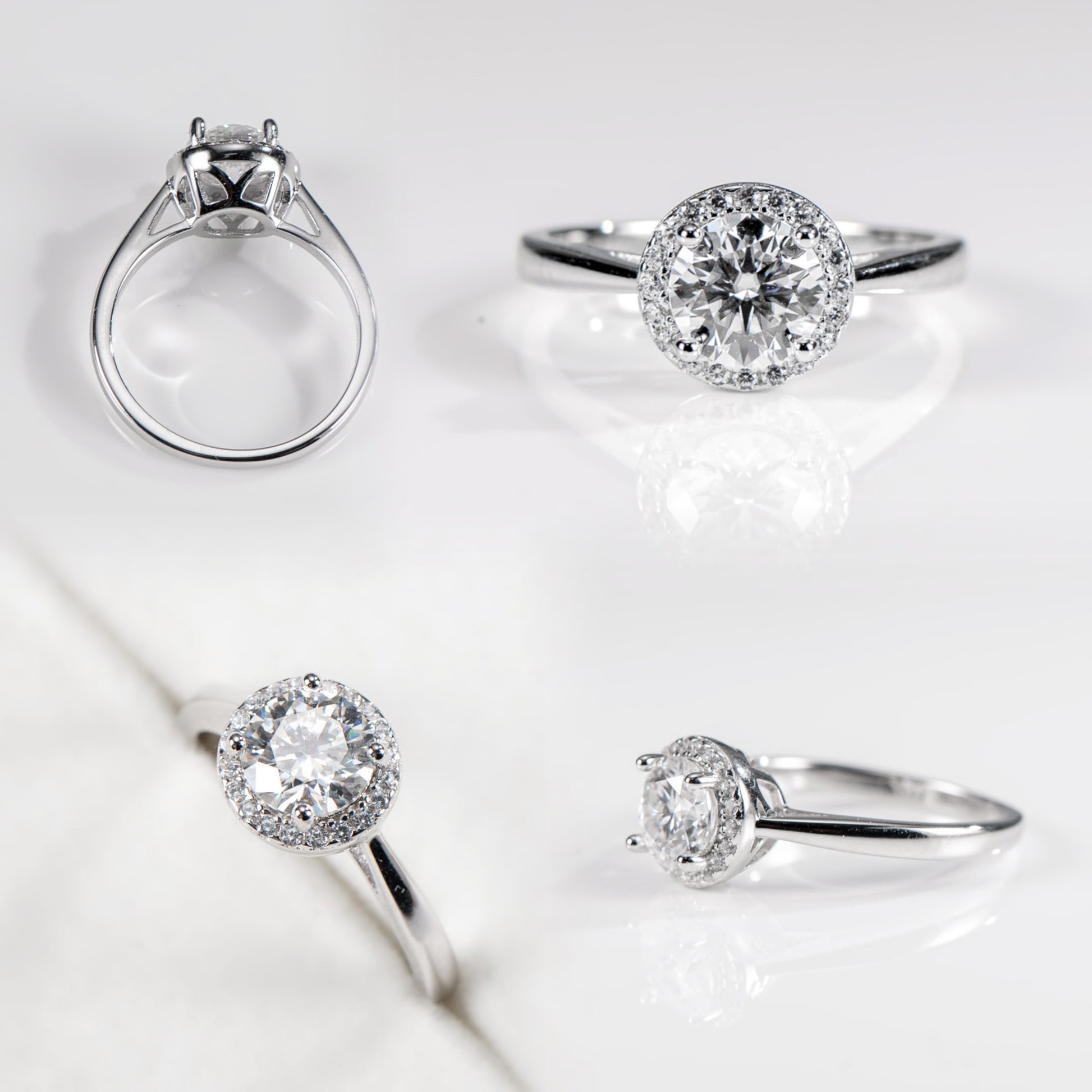 The Aurora – Round Brilliant Lab Diamond Halo Ring in 925 Silver – TY-R-035 – Image 5