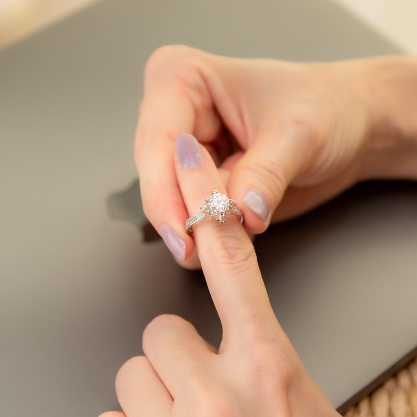 The Rose Crown – Round Brilliant Lab Diamond Vintage Floral Crown Ring in 925 Silver – TY-R-037 – Image 13