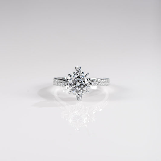 Diamond ring on a light gray background