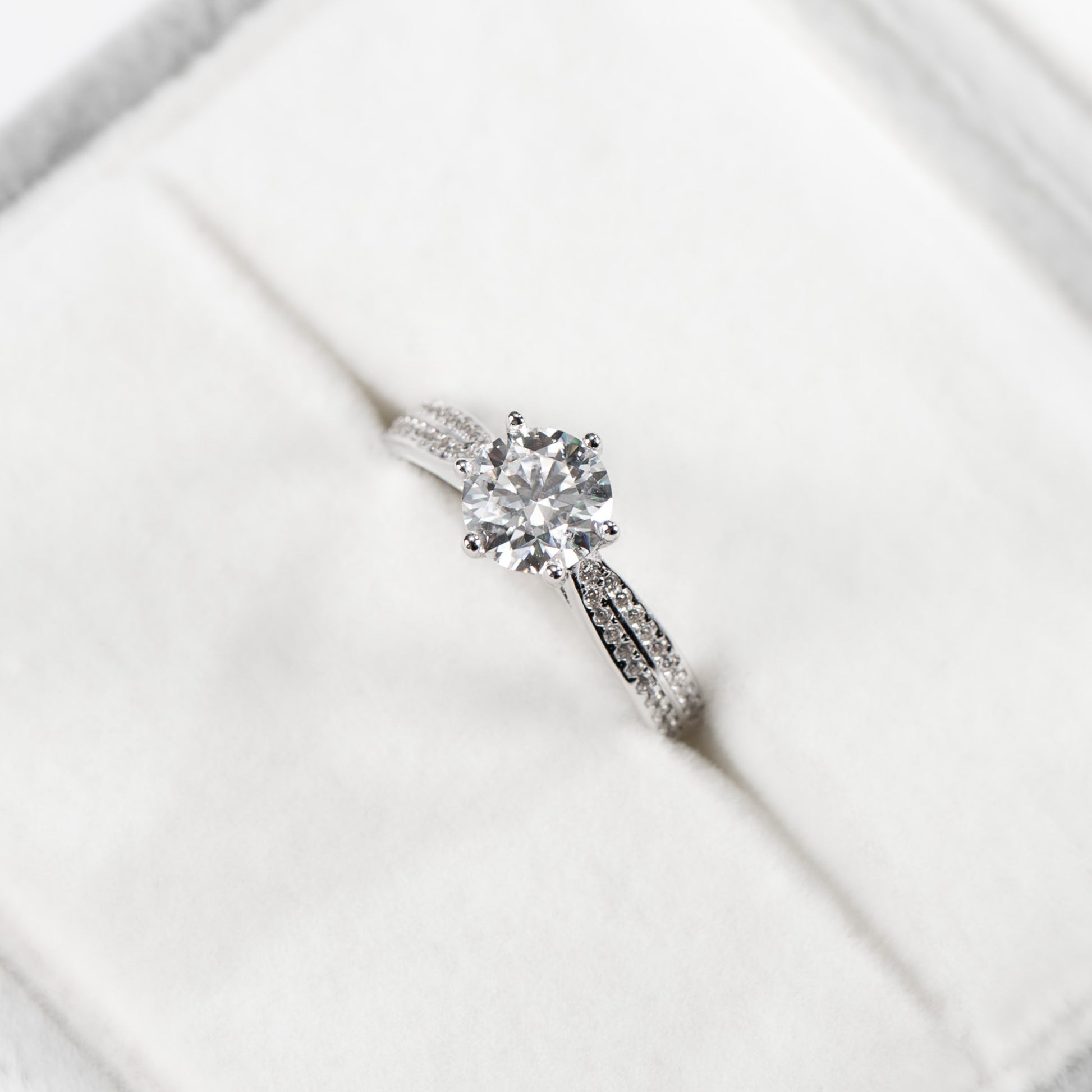 Diamond ring on a white background
